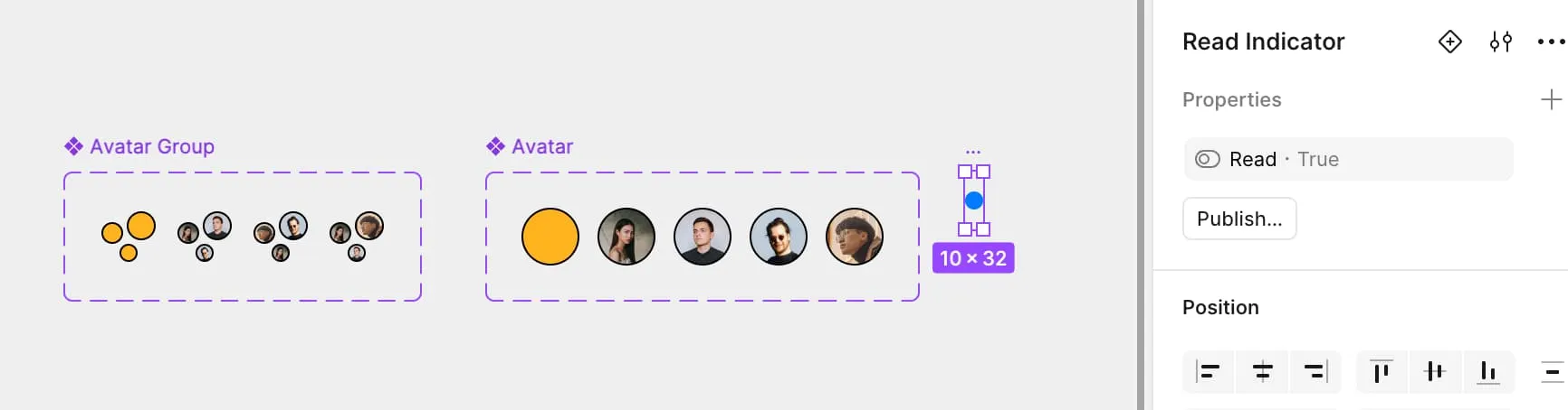 Helper components with variants for avatars and such